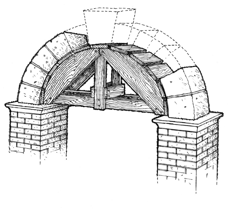 A stone arch framework